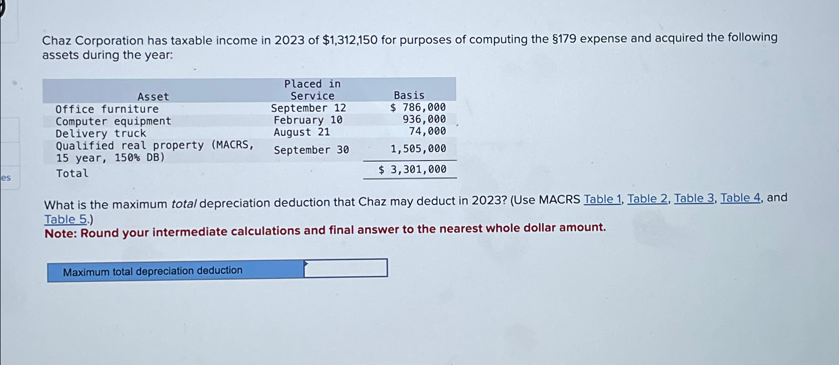 Solved Chaz Corporation has taxable income in 2023 ﻿of | Chegg.com