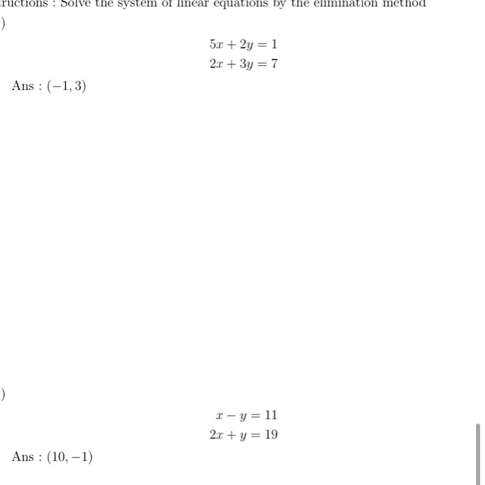 Solved Ructions Solve The System Of Linear Equations By Chegg Com
