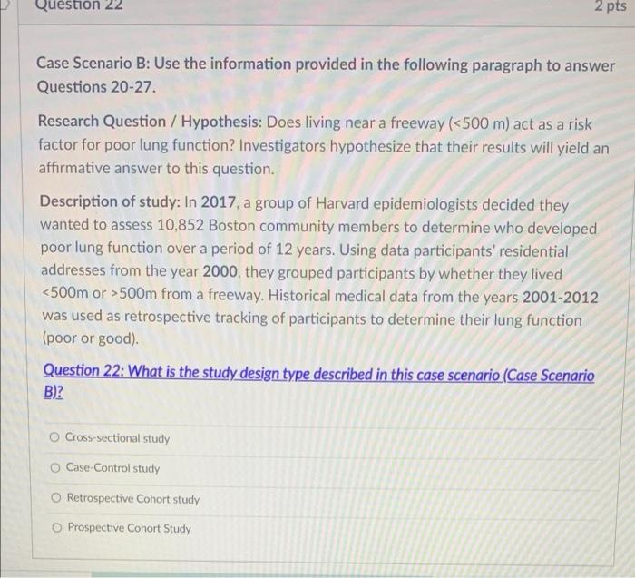 Solved Question 22 2 pts Case Scenario B: Use the | Chegg.com