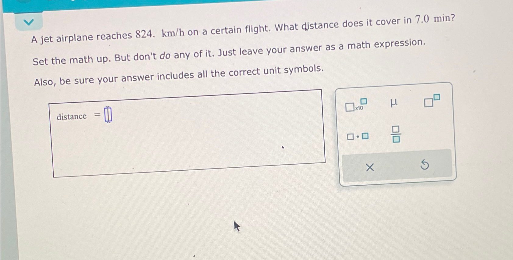 Solved A jet airplane reaches 824.kmh ﻿on a certain flight. | Chegg.com