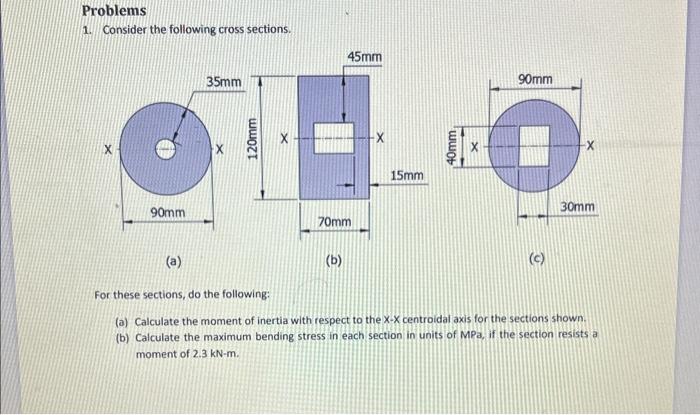 Solved Problems 1. Consider The Following Cross Sections. | Chegg.com