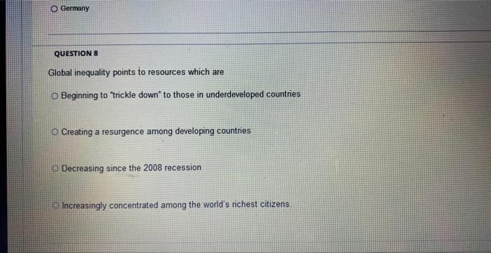 Solved Germany QUESTIONS Global inequality points to | Chegg.com