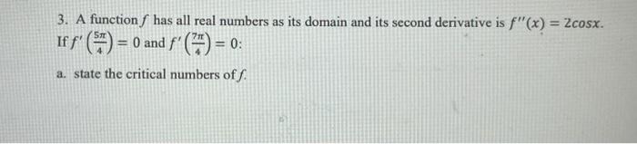 Solved 3. A function f has all real numbers as its domain | Chegg.com