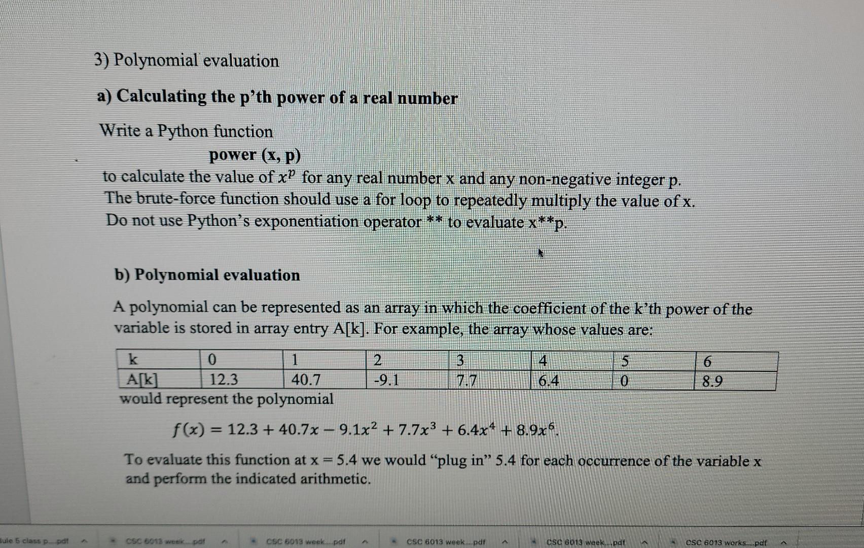 Solved B) Polynomial Evaluation A Polynomial Can Be | Chegg.com