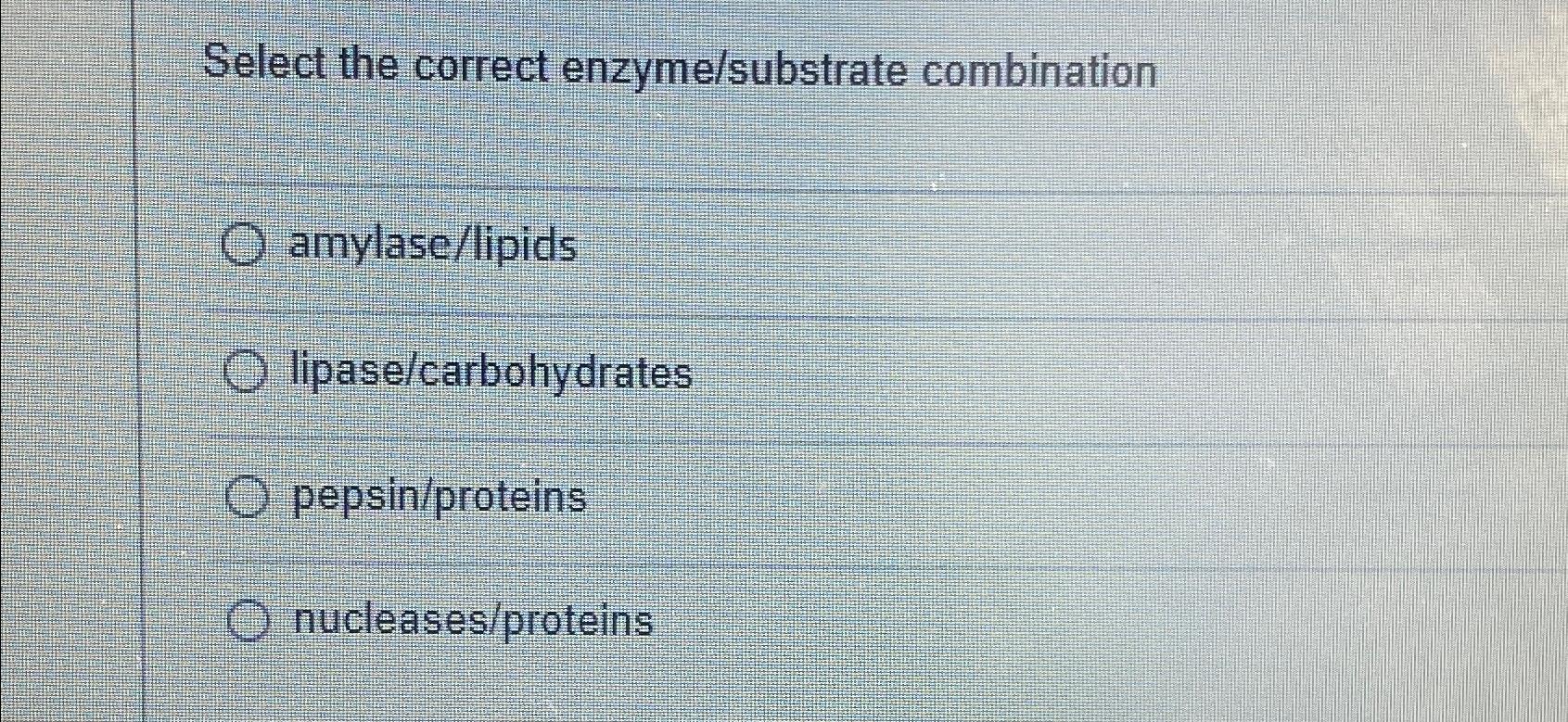 Solved Select the correct enzyme/substrate