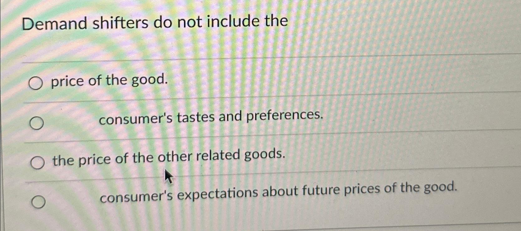 Solved Demand shifters do not include theprice of the