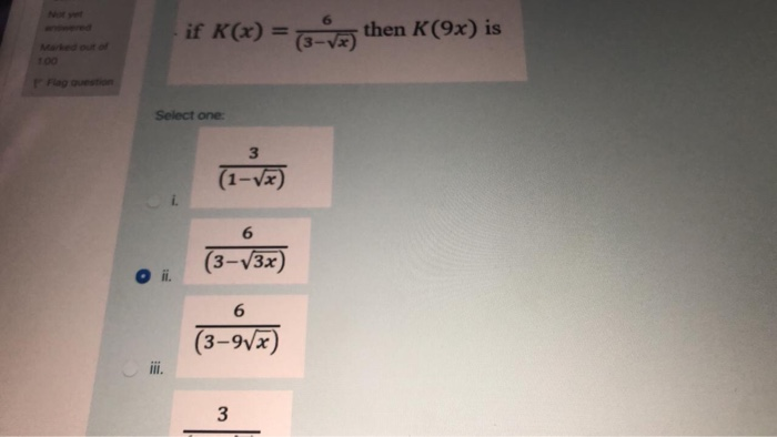 Solved If K X 3 Ve Then K 9x Is Select One 3 1 X Chegg Com