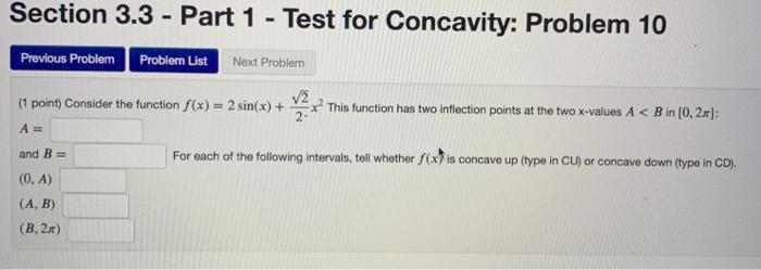 Solved Section 3.3 - Part 1 - Test for Concavity: Problem 8 | Chegg.com