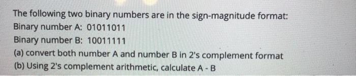 sign magnitude binary numbers