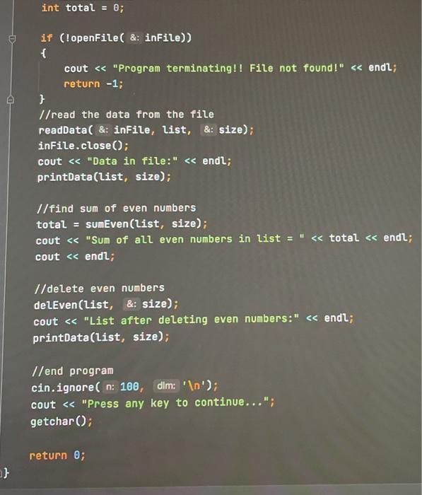 Solved Open the attached.cpp file. Fill in the two missing | Chegg.com