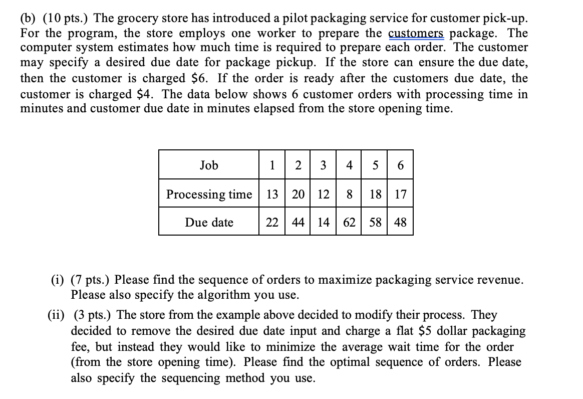 Solved (b) (10 ﻿pts.) ﻿The grocery store has introduced a | Chegg.com