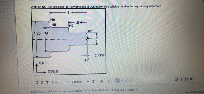 Solved Write an NC part program for the workpiece shown | Chegg.com