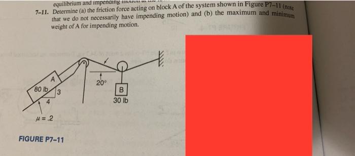 Solved equilibrium and impending 7-11. Determine (a) the | Chegg.com