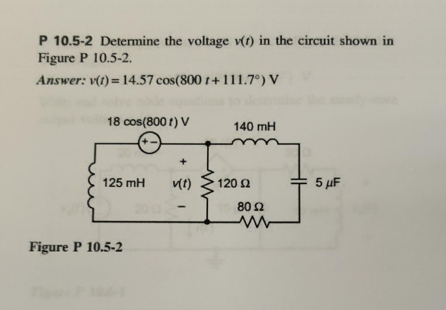 Solved P 10.5-2 Determine the voltage v(t) in the circuit | Chegg.com