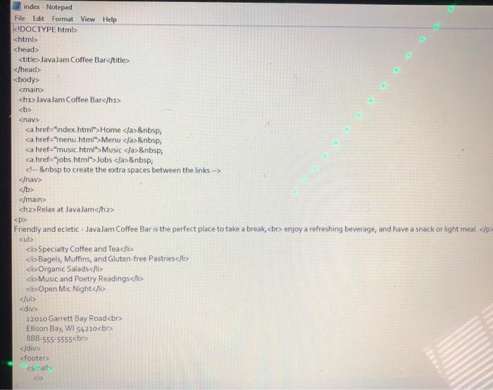 Solved #221811 JavaJam Coffee Bar Home Menu Music Jobs | Chegg.com