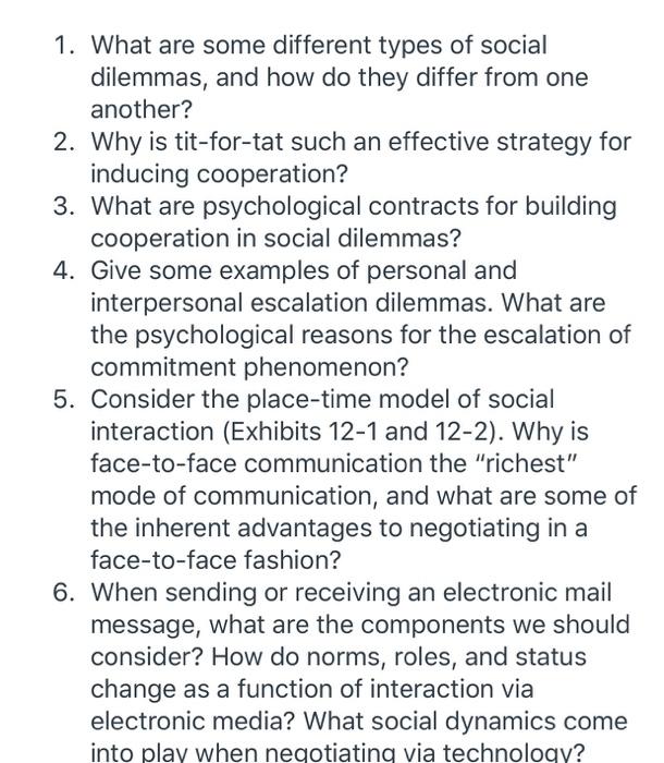 1. What are some different types of social dilemmas,