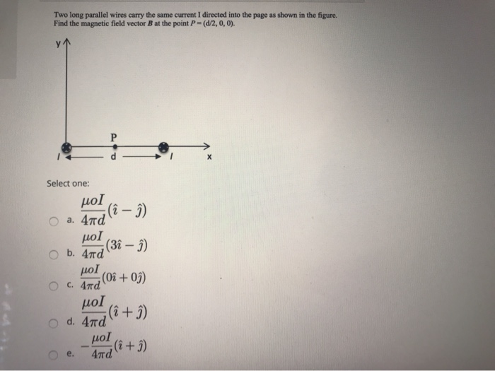 Solved Two long parallel wires carry the same current I | Chegg.com