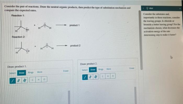 Solved Hint Consider the substitution reaction of | Chegg.com