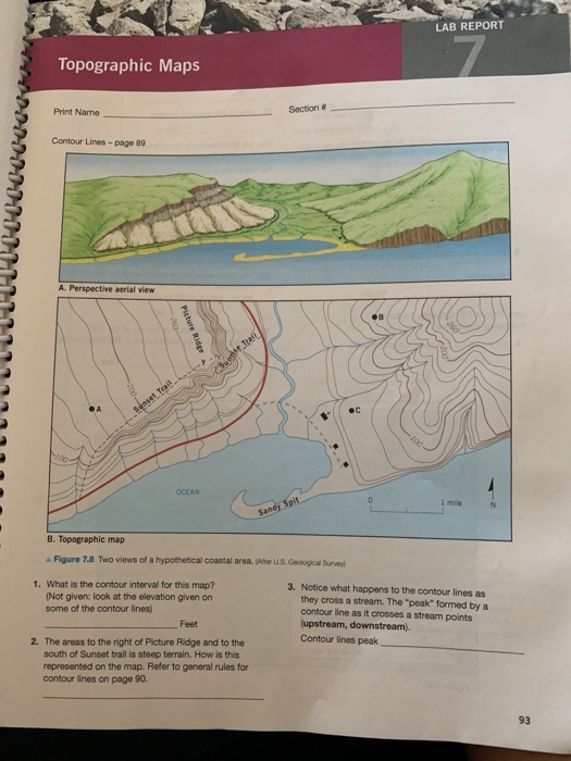 Solved LAB REPORT Topographic Maps Print Name Section | Chegg.com