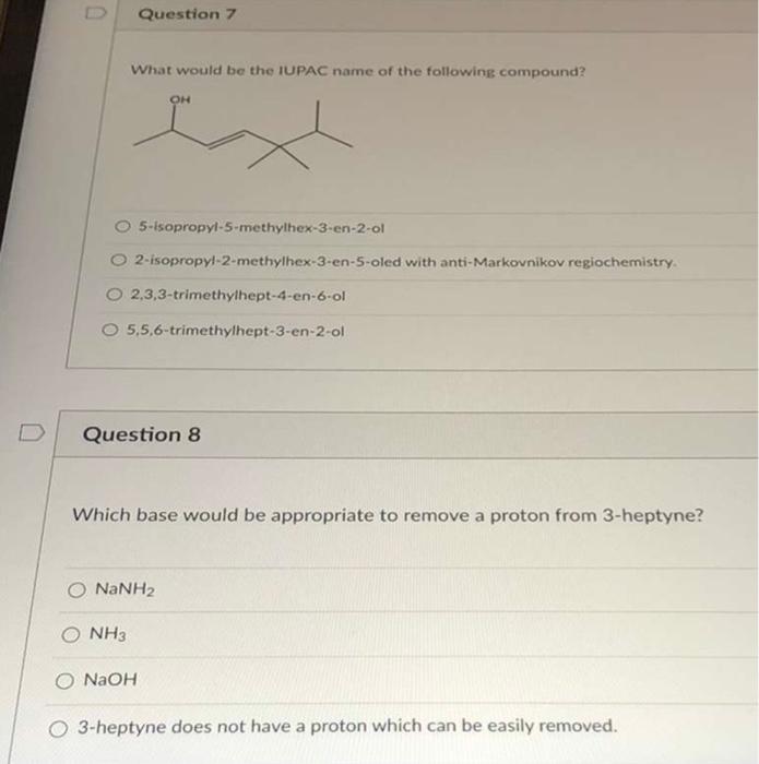 Solved Question 1 What would be the product of the following | Chegg.com