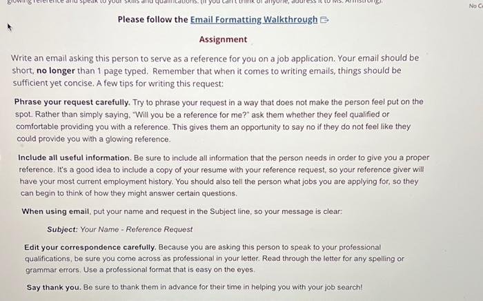 Please follow the Email Formatting Walkthrough B | Chegg.com