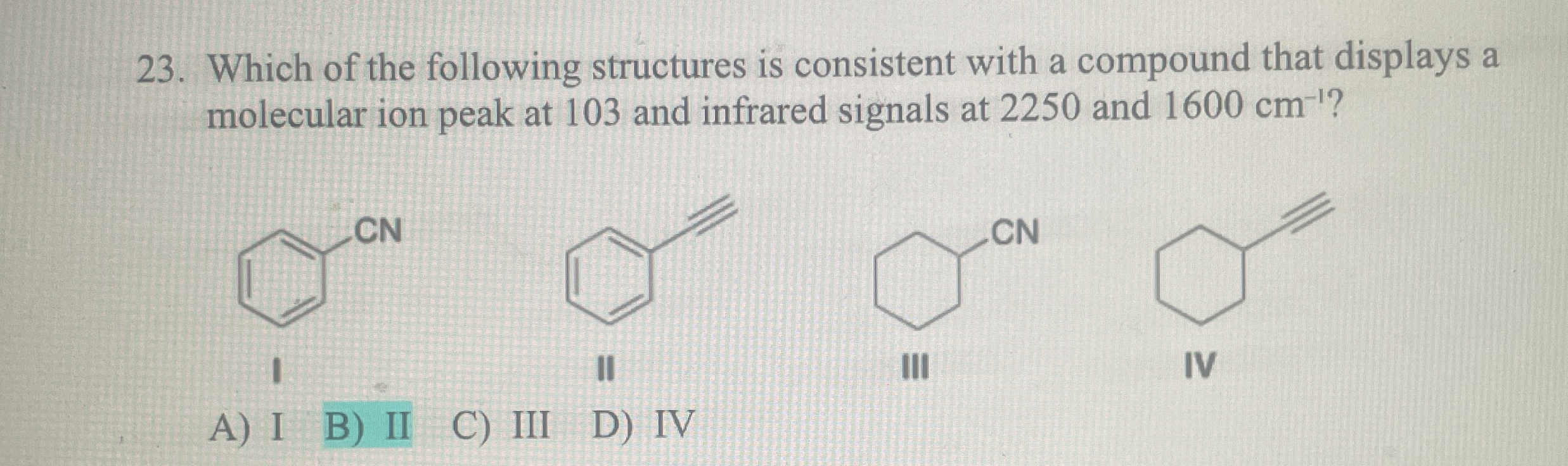 Solved Which of the following structures is consistent with | Chegg.com