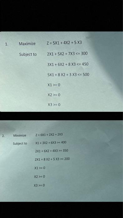 Solved Solve The Following Two Problems Using EXCEL Solver | Chegg.com