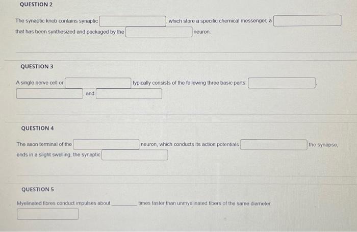 Solved QUESTION 2 The synaptic knob contains synaptic which | Chegg.com