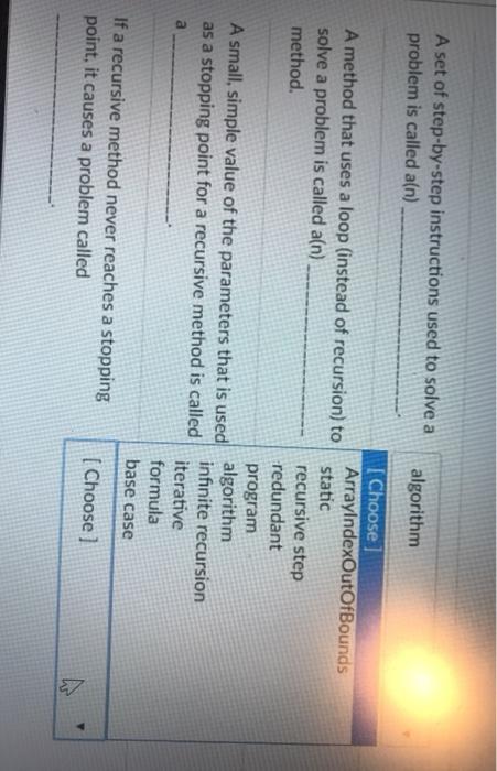 Solved A set of step-by-step instructions used to solve a | Chegg.com