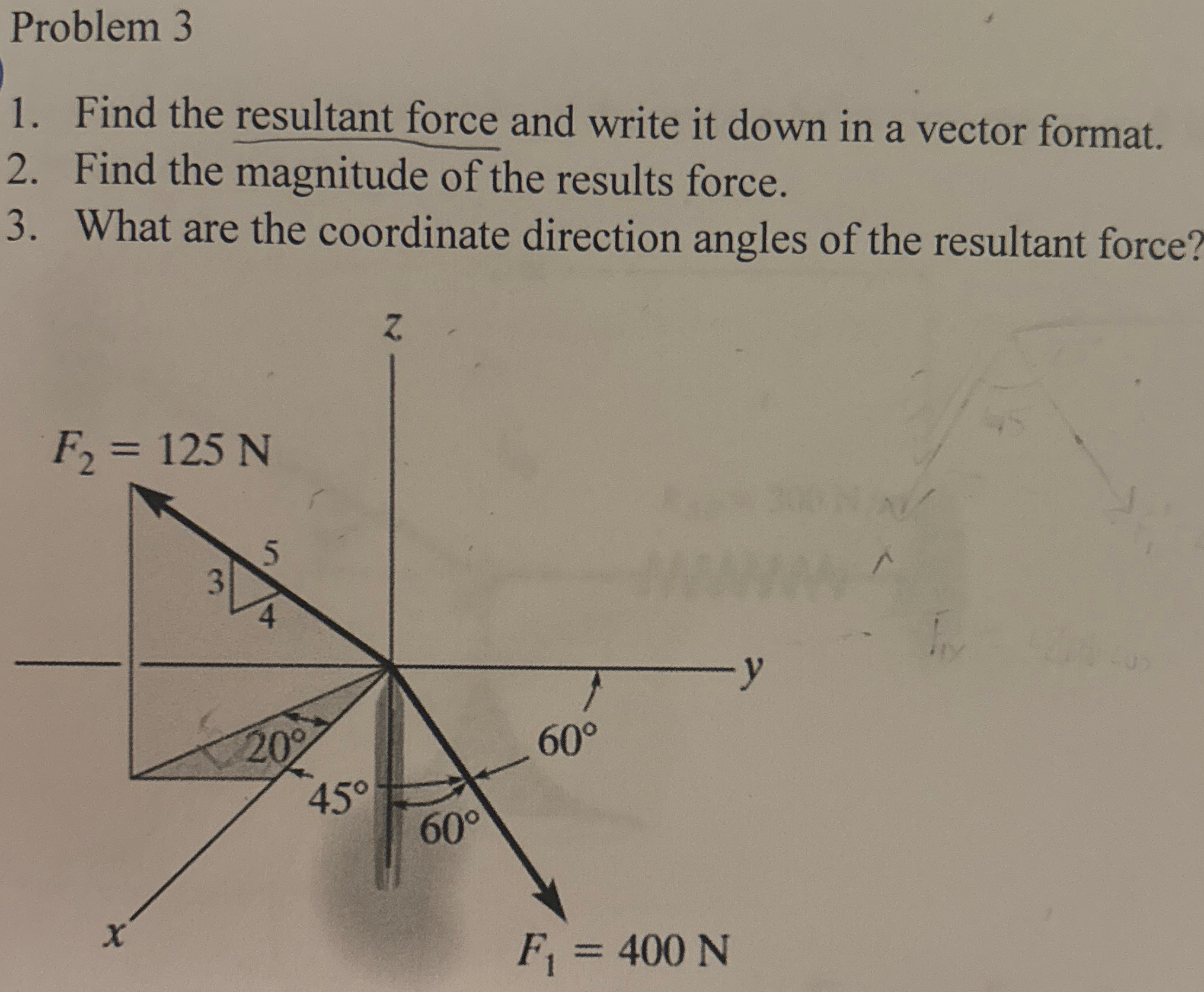 Solved Problem 3Find the resultant force and write it down | Chegg.com