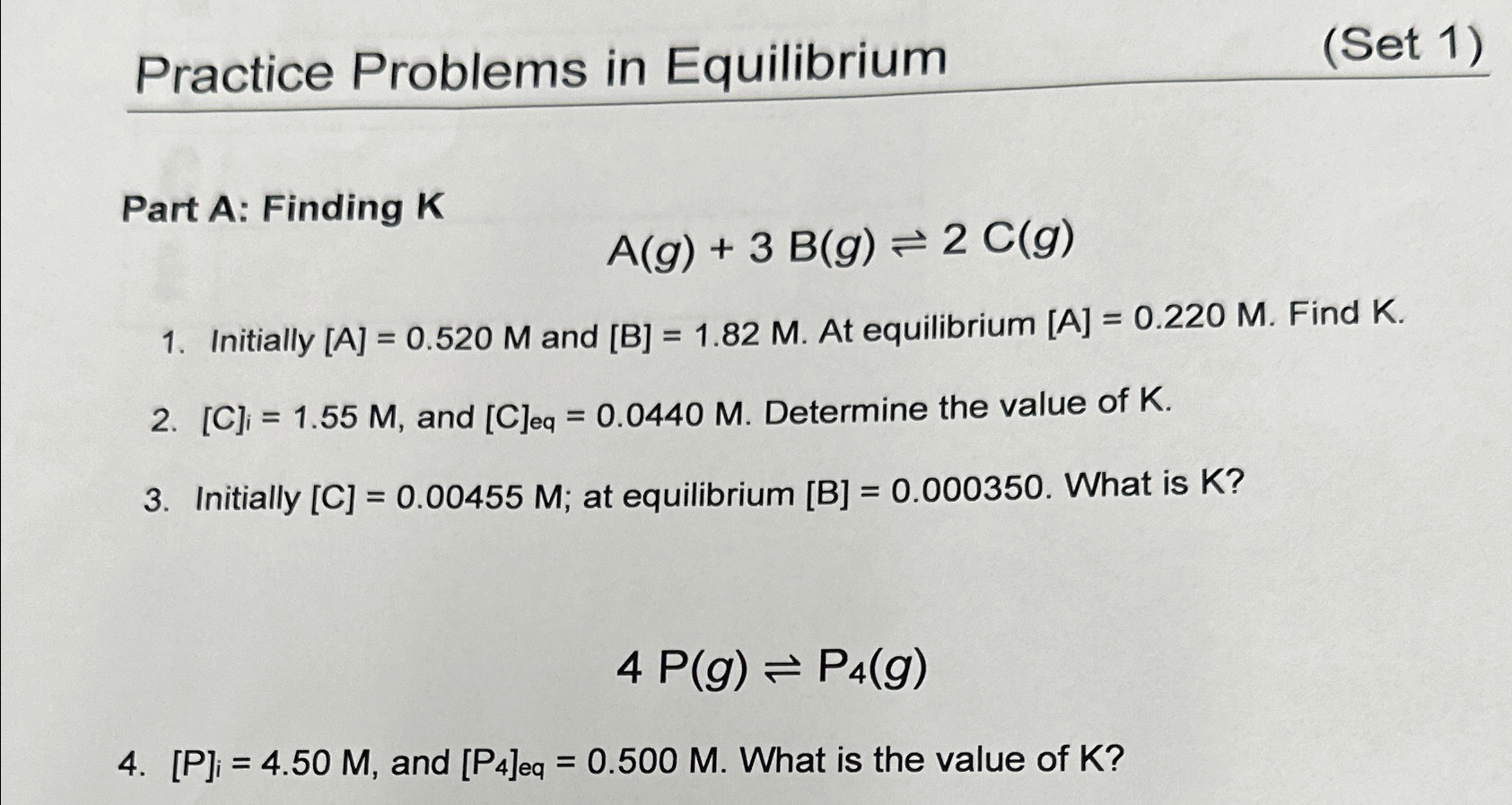 Solved Practice Problems in Equilibrium(Set 1)Part A: | Chegg.com