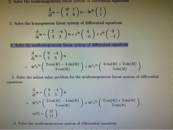 Solved 2. Solve The Nonhomogeneous Linear System Of | Chegg.com