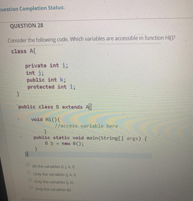 Solved uestion Completion Status: QUESTION 28 Consider the | Chegg.com