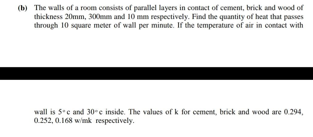 Solved (b) The walls of a room consists of parallel layers | Chegg.com