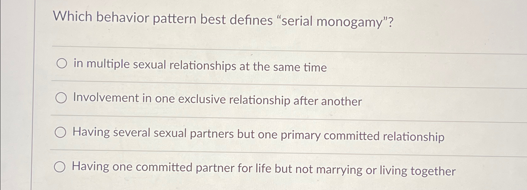 Solved Which behavior pattern best defines 