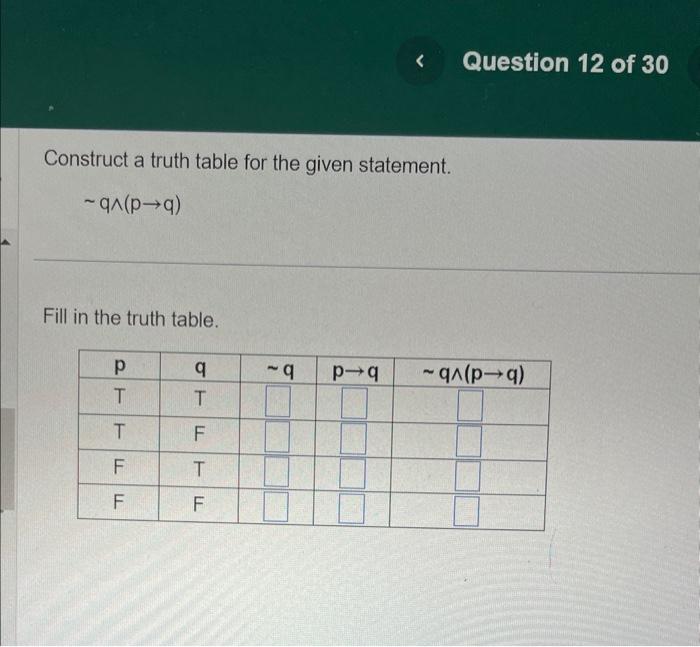 Solved Construct a truth table for the given statement. | Chegg.com