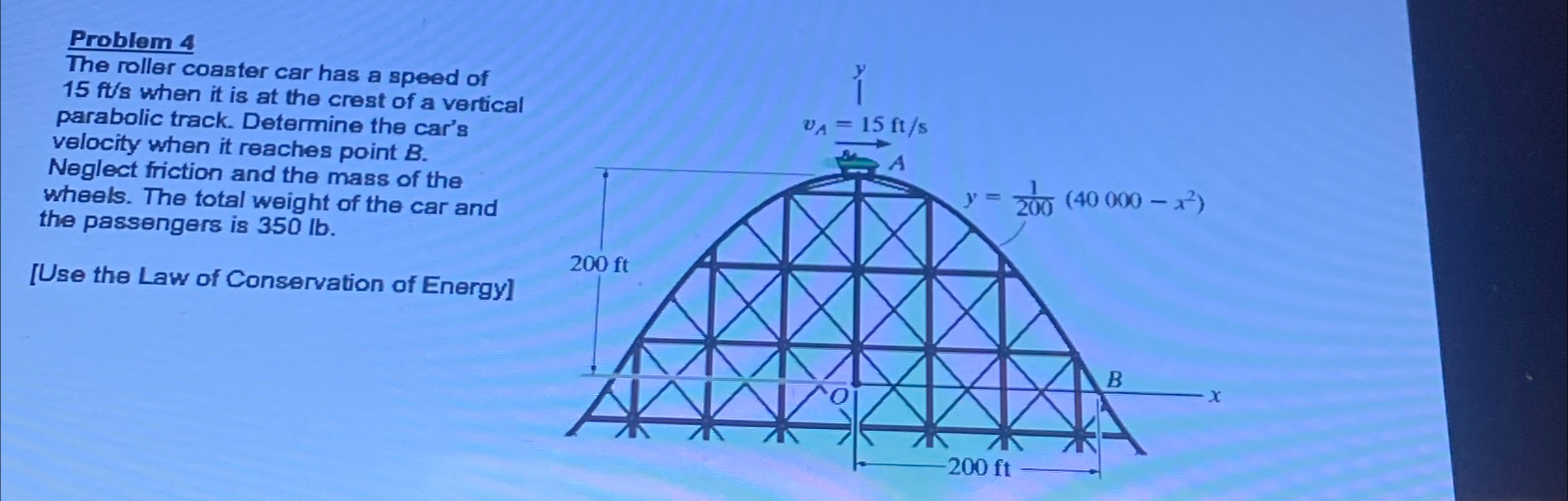 Solved Problem 4The roller coaster car has a speed of 15fts | Chegg.com