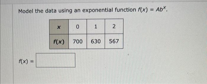 Solved Model The Data Using An Exponential Function | Chegg.com