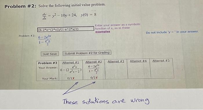 Solved Problem \#2: Solve the following initial value | Chegg.com