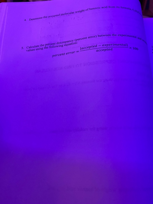 Solved 4. Determine The Accepted Molecular Weight Of Benzoic | Chegg.com