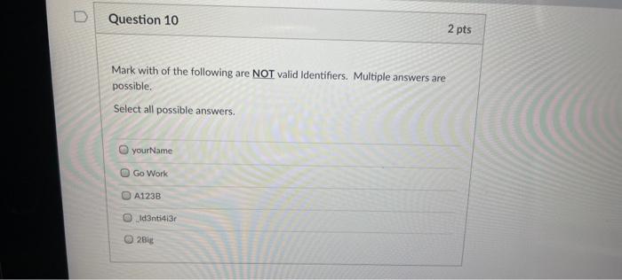 Solved Question 10 2 pts Mark with of the following are NOT | Chegg.com