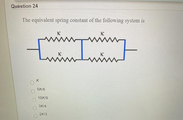 Solved Question 24 The equivalent spring constant of the | Chegg.com