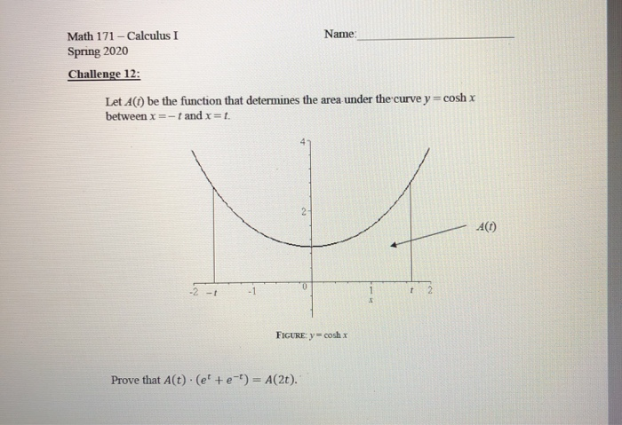 Solved Name Math 171 - Calculus I Spring 2020 Challenge 12: | Chegg.com