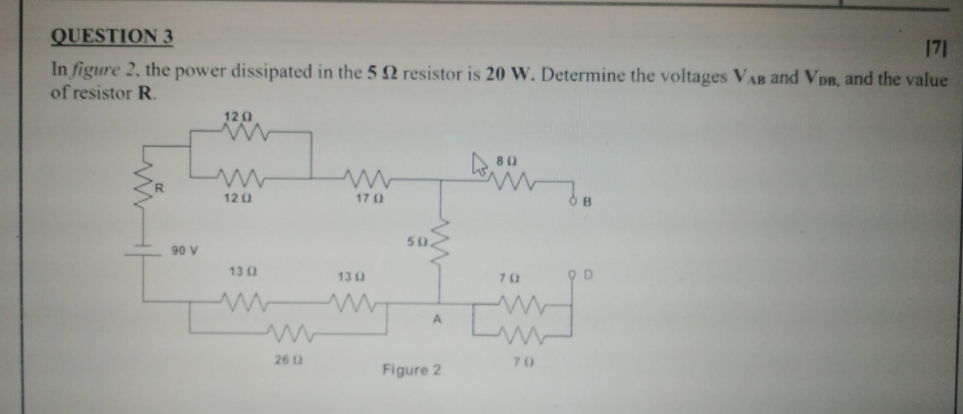 Solved In Figure 2, The Power Dissipated In The 5Ω Resistor | Chegg.com