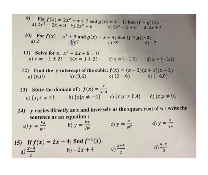 Solved 9 For F X 2x X 7 And G X X 1 Find F G X A Chegg Com