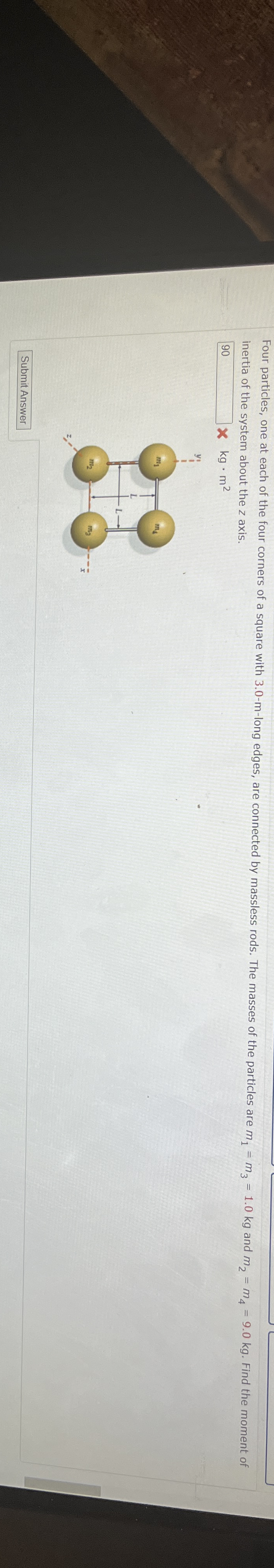 Solved Four particles, one at each of the four corners of a | Chegg.com