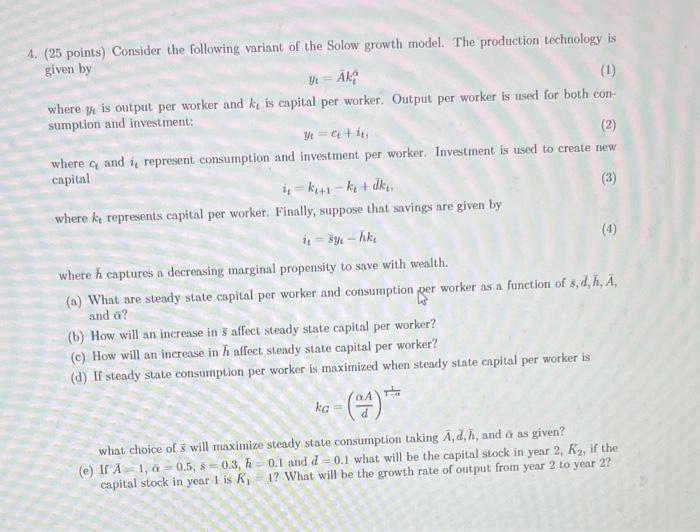 Solved 1. (25 Points) Suppose That The Production Function | Chegg.com