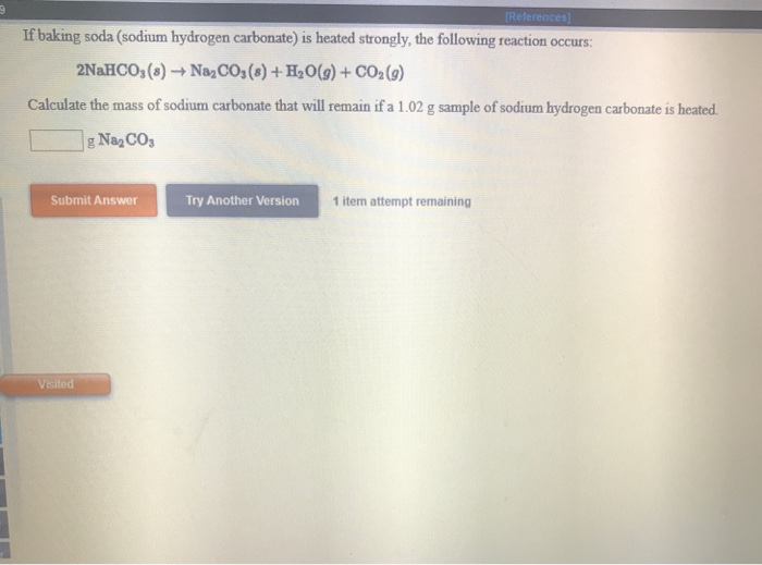Solved [References] If baking soda (sodium hydrogen