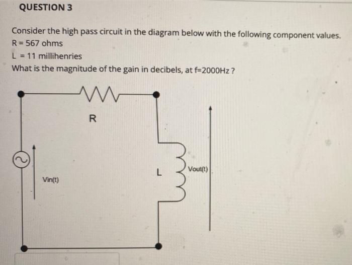 Solved QUESTION 1 Consider the high pass filter circuit in | Chegg.com