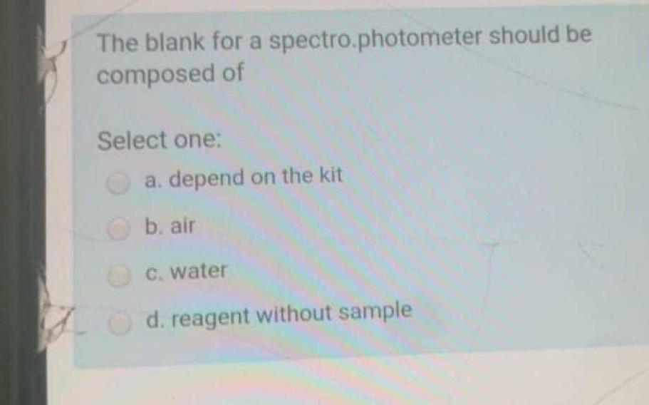 Solved The blank for a spectrophotometer should be composed